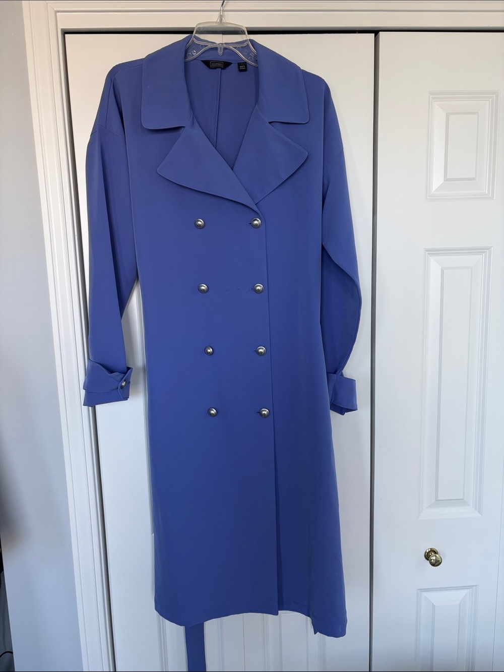 G by Giuliana Classic Double-Breasted Periwinkle Women’s Trench Coat. L
